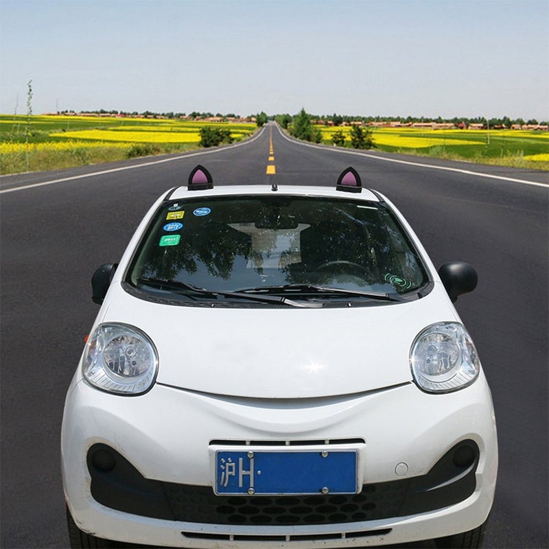YGMONER 3D Cat Ear Car Roof Decoration - Cute EVA Foam Sticker for Auto Exterior Kitten Car Styling Decor Accessories (Black) - Image 2